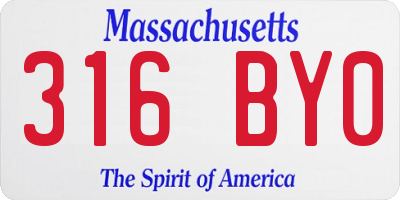 MA license plate 316BY0