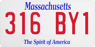 MA license plate 316BY1