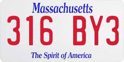 MA license plate 316BY3
