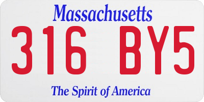 MA license plate 316BY5