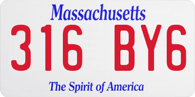 MA license plate 316BY6