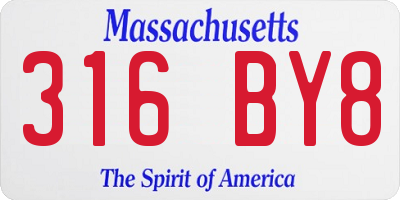 MA license plate 316BY8