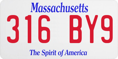 MA license plate 316BY9