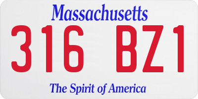 MA license plate 316BZ1