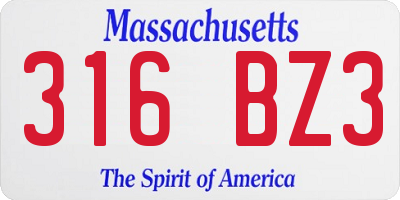 MA license plate 316BZ3