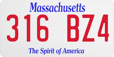 MA license plate 316BZ4