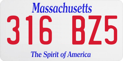 MA license plate 316BZ5