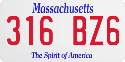 MA license plate 316BZ6