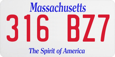 MA license plate 316BZ7