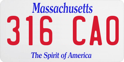 MA license plate 316CA0