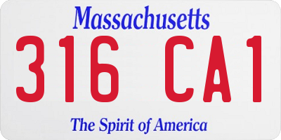 MA license plate 316CA1