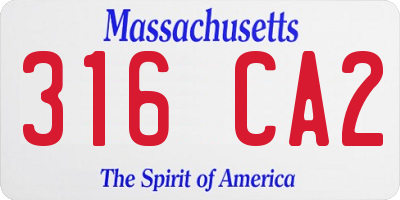 MA license plate 316CA2