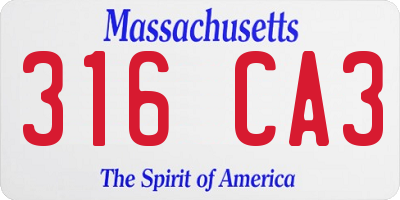 MA license plate 316CA3