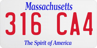 MA license plate 316CA4