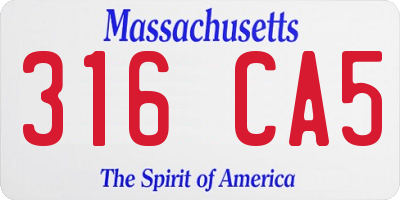 MA license plate 316CA5