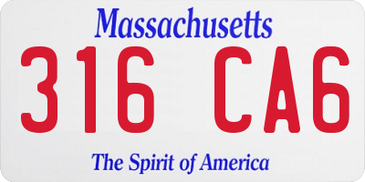MA license plate 316CA6