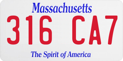MA license plate 316CA7