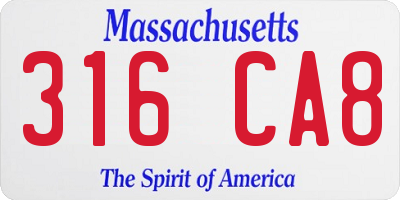 MA license plate 316CA8