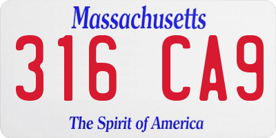 MA license plate 316CA9