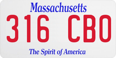 MA license plate 316CB0