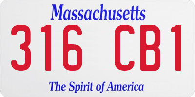 MA license plate 316CB1