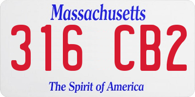 MA license plate 316CB2