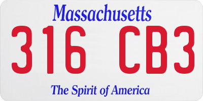 MA license plate 316CB3