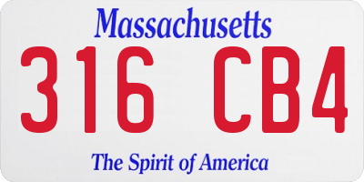 MA license plate 316CB4