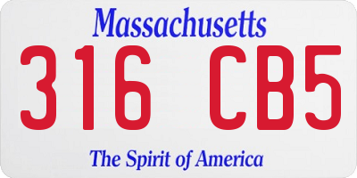 MA license plate 316CB5