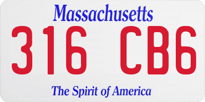MA license plate 316CB6