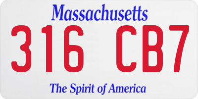 MA license plate 316CB7