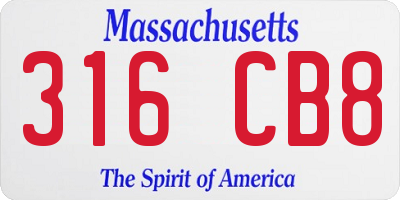 MA license plate 316CB8