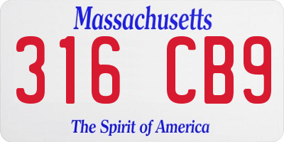 MA license plate 316CB9
