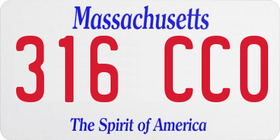 MA license plate 316CC0