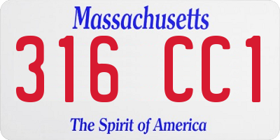 MA license plate 316CC1
