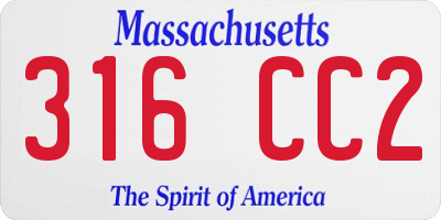 MA license plate 316CC2