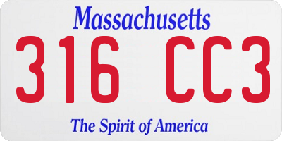 MA license plate 316CC3