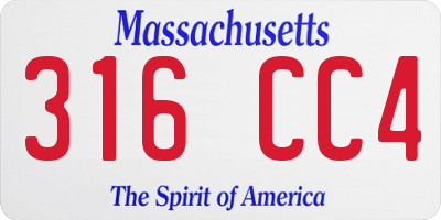 MA license plate 316CC4