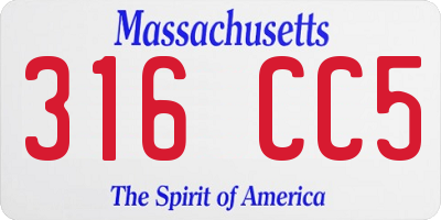 MA license plate 316CC5