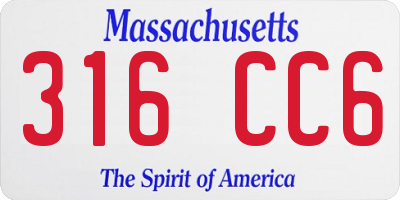 MA license plate 316CC6
