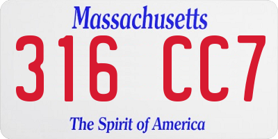 MA license plate 316CC7