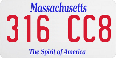 MA license plate 316CC8