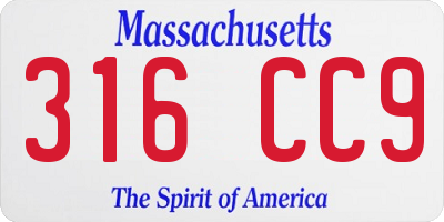 MA license plate 316CC9