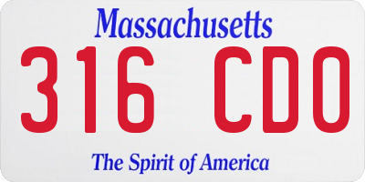 MA license plate 316CD0