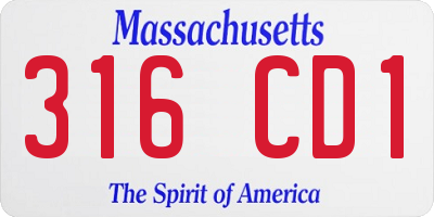 MA license plate 316CD1