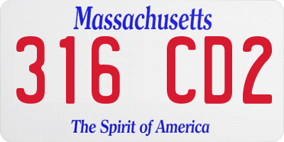 MA license plate 316CD2