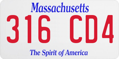 MA license plate 316CD4