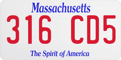 MA license plate 316CD5