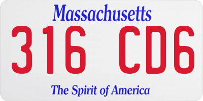 MA license plate 316CD6