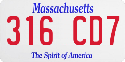 MA license plate 316CD7